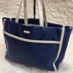 agnes b.VOYAGEトートバッグ ネイビー ナイロン レザー レディース