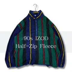 IZOD 90s マルチストライプ ハーフジップ フリース M