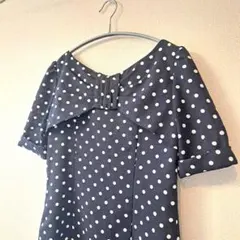 Apuweiser-riche ネイビー ドット柄 ワンピース