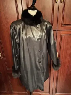 レザー・ファーコート ブラック