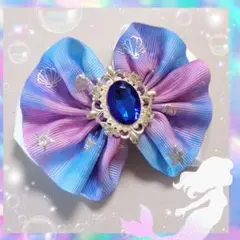 みさき様　ヘアゴム　フリルリボン　1717　海　夏　シェル　貝殻　キラキラ　紫