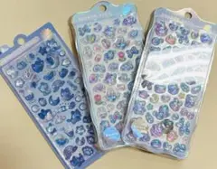 海外製　オーロラ　立体ぷっくりシール　ゆめかわ　ねこ　3枚セット