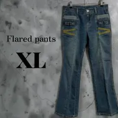 【即日発送】 デニムパンツ ブーツカットXL相当 レディース アメカジ 古着のサムネイル