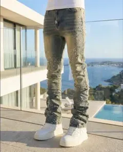 グアピ GUAPI スキニー フレアパンツ PEARLS DENIM パール