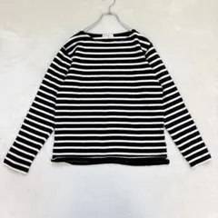 nn331 バックナンバー ボーダー柄長袖カットソー 黒 白 コットン100%