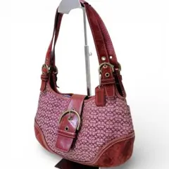 希少色 COACH ソーホー ホーボー ショルダーバッグ シグネチャー 赤