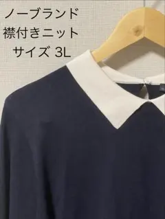 【ノーブランド】しまむら購入　襟付きニット ネイビー　サイズ3L