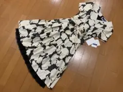 新品☆ エムズグレイシーのバラドットリボン付きワンピース38