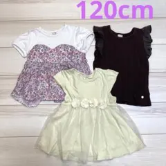 120cm 女の子トップス3点セット①＊まとめ売り/半袖Tシャツ/プティマイン他