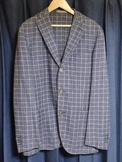 BOGLIOLI DOVER リネンシルクジャケット46紺色チェック柄
