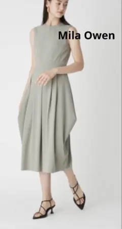 Mila Owenミラオーウェン タックデザインノースリコクーンワンピース