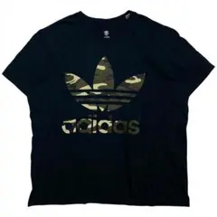 adidas 迷彩柄 トレフォイル ロゴ Tシャツ 古着 メンズ XXL