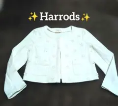 ♥【Harrods 】フラワーモチーフ ノーカラージャケット 白　美白のサムネイル