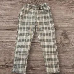 【140】キッズ チェック柄 ロングパンツ 裏起毛 暖か ウエストゴム 秋冬