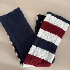 ストライプ ケーブル編み マフラー