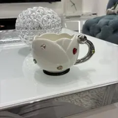 ホワイト マグカップ カラフルストーン付き