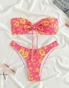 ハワイアンフラワープリント バンドゥビキニ セパレート水着