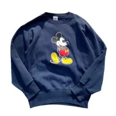 【90s】USA製 Disney ミッキーマウス プリント スウェット ネイビー