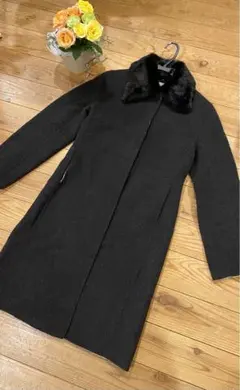 組曲　ファー付きダークグレー　9号　(訳あり)