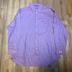 00s NAUTICA c-boyバーガンディボタンダウンシャツ無地長袖シャツL