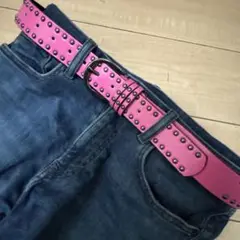スタッズベルト　ピンク　y2k sk8 　古着　bigboy アメカジ　平成
