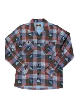 Weirdo チェック柄 オープンカラー長袖シャツ