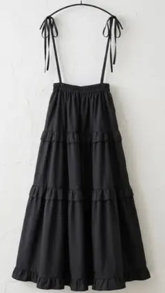 【美品】W♥C ダブルシー ティアード キャミワンピース ナイロン系 ブラック