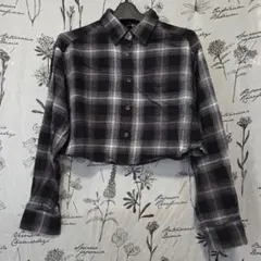 333 GU レディース 長袖 チェック柄 シャツ ブラック系 S