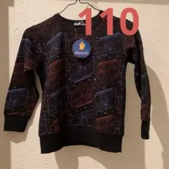 110 未使用タグ付　子供用トレーナー　ミライドン　コライドン　黒　総柄　裏起毛