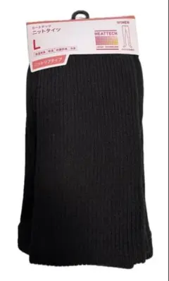 HEATTECH ブラック ニットリブタイツ L