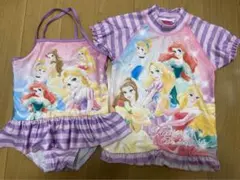 ディズニープリンセス 水着&半袖ラッシュガード2点セット 110cm