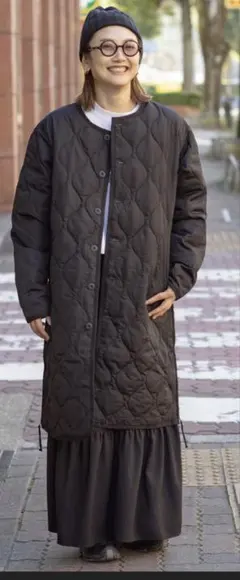 TAION タイオン ダウンコート ミリタリー クルーネック ブラック