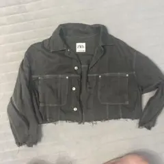 ZARA デニムジャケット ブラック クロップド丈