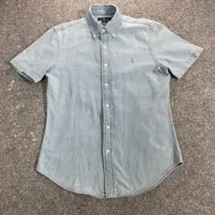 ラルフローレン 半袖シャツ SLIM FIT M 刺繍ロゴ ブルー