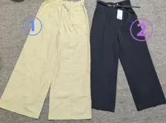 【新品未使用】春夏 GU カジュアルパンツ ベージュ ブラック セット LL