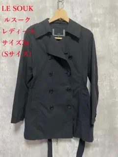 LE SOUK 르 수크 더블 브레스트 짧은 트렌치 코트 블랙
