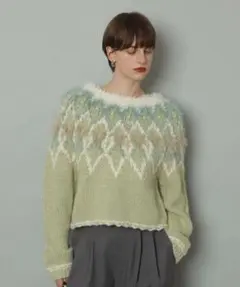 【新品未着用】CADUNE カデュネ ノルディックニット パール付き 新品未着用】CADUNE カデュネ ノルディックニット パール付き 新品未