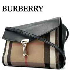 【美品】現行 BURBERRY マッケン ハウスチェック クロスボディバッグ 黒