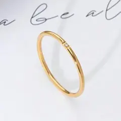 ステンレスリング　細丸一粒　指輪　ピンキーリング　レディースリング