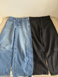 GU デニムブルー ワイドパンツ Lサイズ