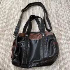 ダークブラウン ショルダーバッグ 合成皮革