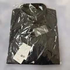 【新品】ユニクロ EFCブロードシャツ 長袖 M ネイビーストライプ