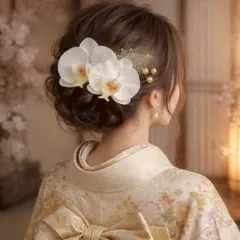 【24時間以内発送】汚れあり‼️写真あり‼️ 胡蝶蘭 成人式髪飾り 卒業式髪飾り