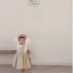 韓国子供服 エプロンワンピース