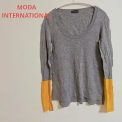 MODA INTERNATIONAL グレー/イエロー 長袖ニット