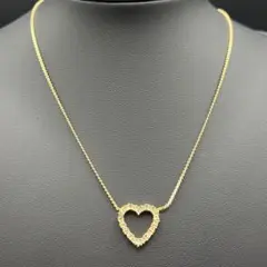【美品】ディオール Dior ハートネックレス ゴールドカラー ラインストーン