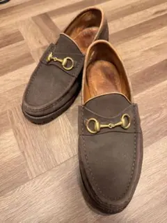 GUCCI ホースビットローファー スエード 茶 8½D