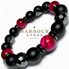 ピンクタイガーアイ×マットオニキス×ヘマタイト天然石パワーストーン ブレスレット