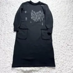ミナペルホネン　palmier スウェットワンピース　うさぎモチーフ　ブラック mina perhonen⚮̈palmier スウェットワンピース ブラック - メルカリ