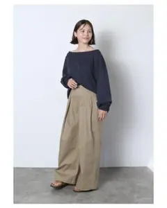 ☆ meri ミ－リ－ タックワイドチノパン ダ－クベ－ジュ タグ付き訳アリ☆